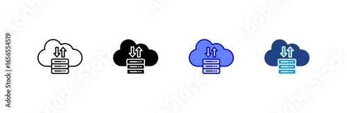 Cloud Server icon set multiple style collection