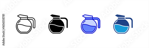 Coffee Pot icon set multiple style collection