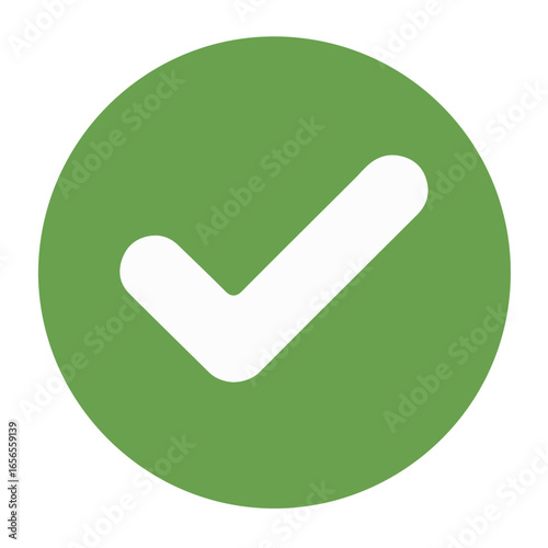 A white checkmark icon centered within a solid green circle, symbolizing approval, success, or completion.