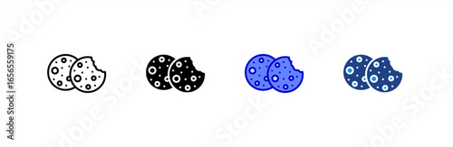 Cookies icon set multiple style collection