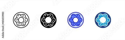 Donut icon set multiple style collection
