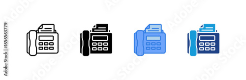 Fax Machine icon set multiple style collection