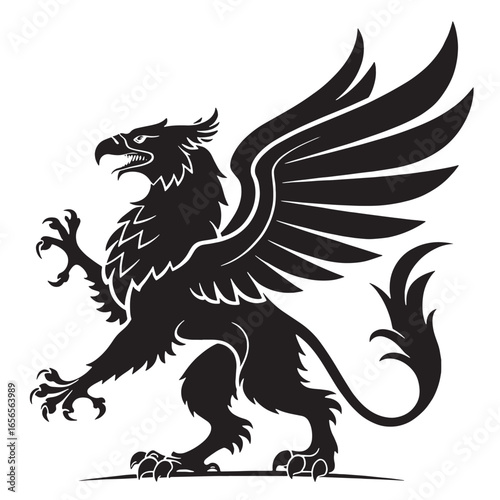 Black griffin Silhouette Vector, High Quality Illustration on White Background