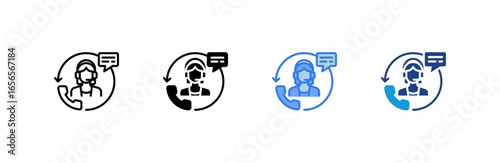 Customer Service icon set multiple style collection