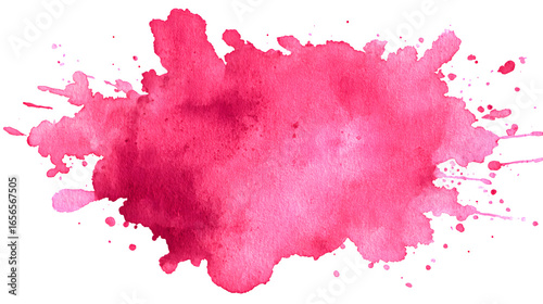 pink watercolor paint splash isolated on white background, HD realistic