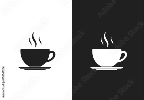 Steaming Beverage silhouette: A simple silhouette captures the essence of a warm, comforting beverage, offering a versatile design suitable for diverse applications and projects.