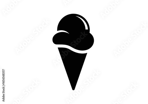 Ice Cream Cone Silhouette: A simple yet inviting monochrome illustration of a classic ice cream cone, evokes sweet anticipation and refreshing delight.