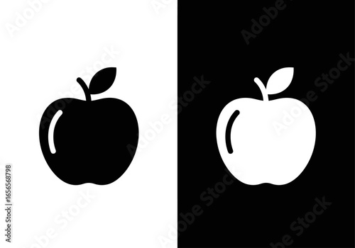 Apple Icon: A striking visual representation of an apple, presented in both black and white, offering a clean and minimalist design.