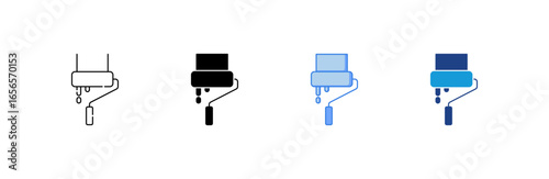 Paint Roller icon set multiple style collection
