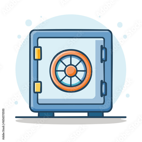 Isolated safe box cartoon style vector art represents protection and security
