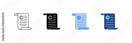 Copyright icon set multiple style collection