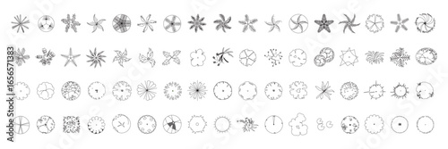 Top View Vector Icons of Trees and Plants for Floor Plan and Architectural Design Projects	
