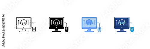 Layers icon set multiple style collection