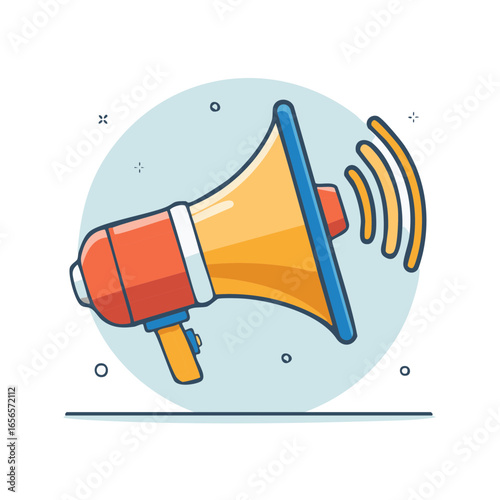 Megaphone Announcing Sound Cartoon Style Illustration Communication Device