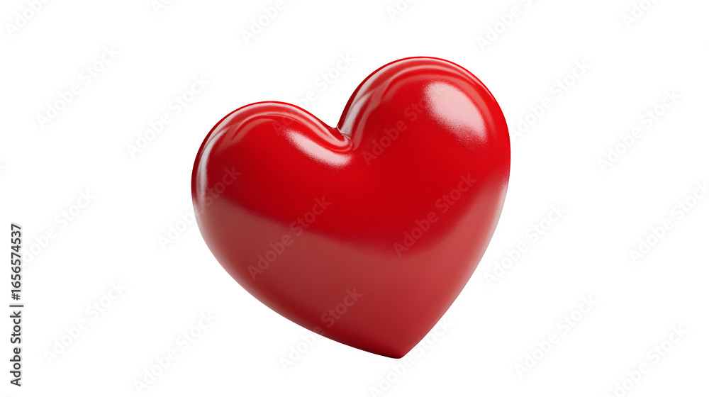 Fototapeta premium red heart shape isolated on white background, HD realistic