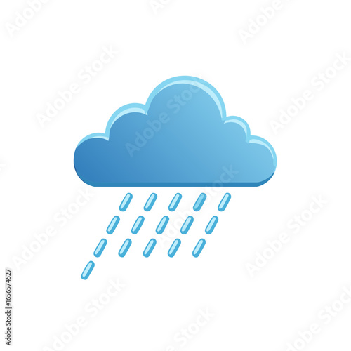 Blue Cloudy Weather Icon with Rain Showers