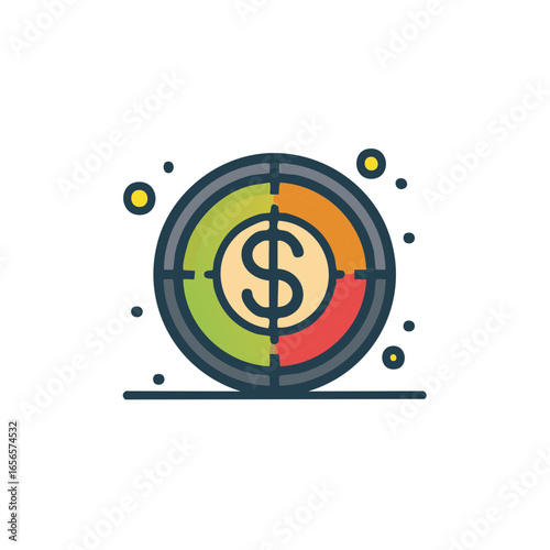 Dollar Sign in a Bulls Eye for Finance, Investment or Goals Achievement