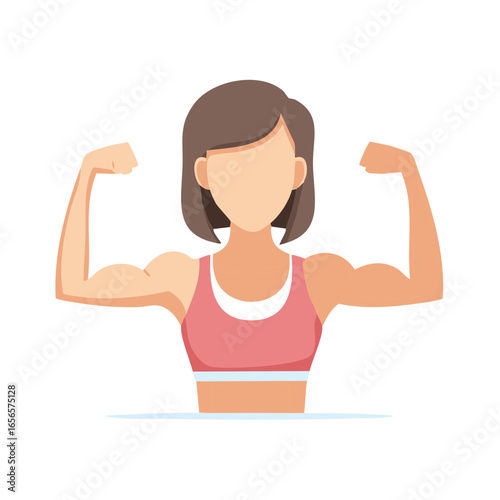 Woman Demonstrating Arm Muscle Strength Post Workout Exercising for Physical Health and Fitness