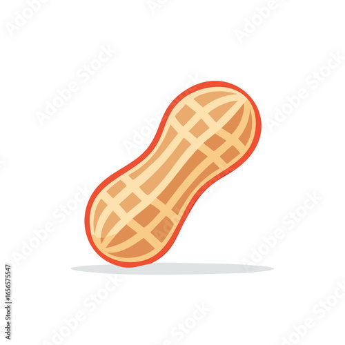 Stylized Peanut Illustration Featuring a Tan and Orange Shell Pattern on Isolated Background