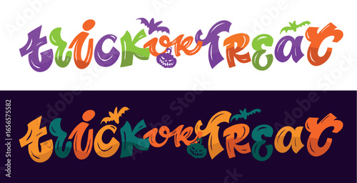 Happy Halloween set - Trick or treat – funny cute  hand drawn doodle lettering label, t-shirt design, mug print, sticker print.