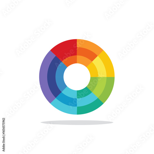 Colorful Circle Segment Wheel Graphic Illustration with Open Center Design