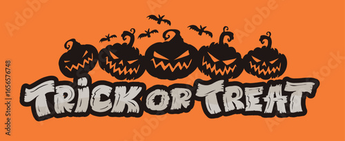 Happy Halloween set - Trick or treat – funny cute  hand drawn doodle lettering label, t-shirt design, mug print, sticker print.