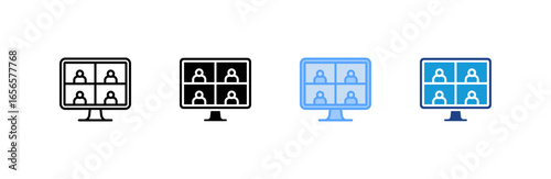 Online Meeting icon set multiple style collection