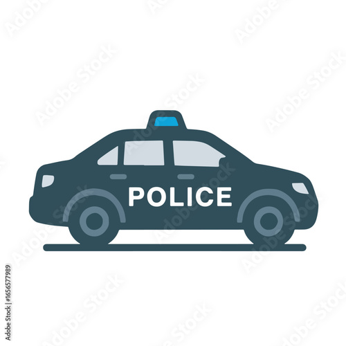 Flat Style Detailed Police Car Public Safety Vehicle Illustration