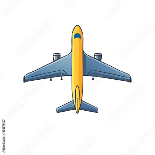 Cartoon Airplane Top View Illustration for Air Travel Themes and Aviation Designs