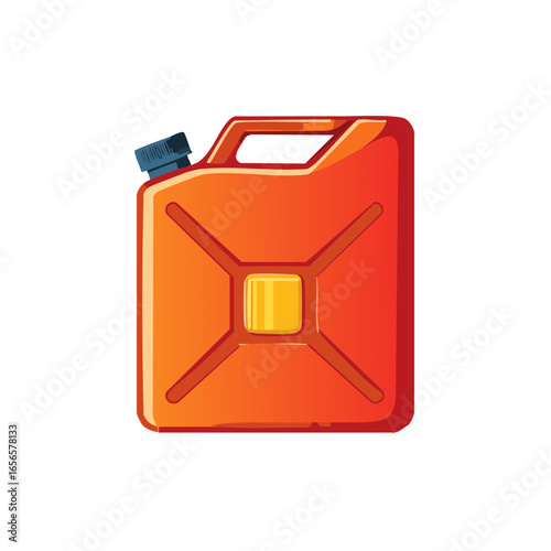 Orange Gas Canister Illustration with Cap and Handle, Automotive Oil Container, Isolated on White