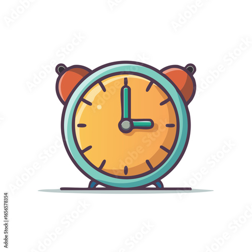 Cartoon Alarm Clock Illustrating Time; Nostalgic Illustration of a Clock Showing a Specified Time