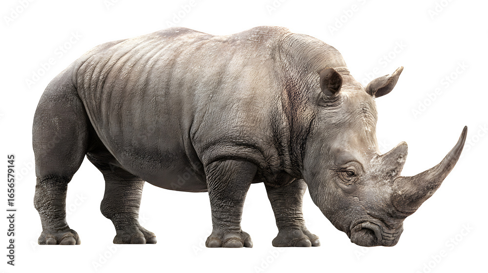 Obraz premium rhinoceros isolated on white background, HD realistic