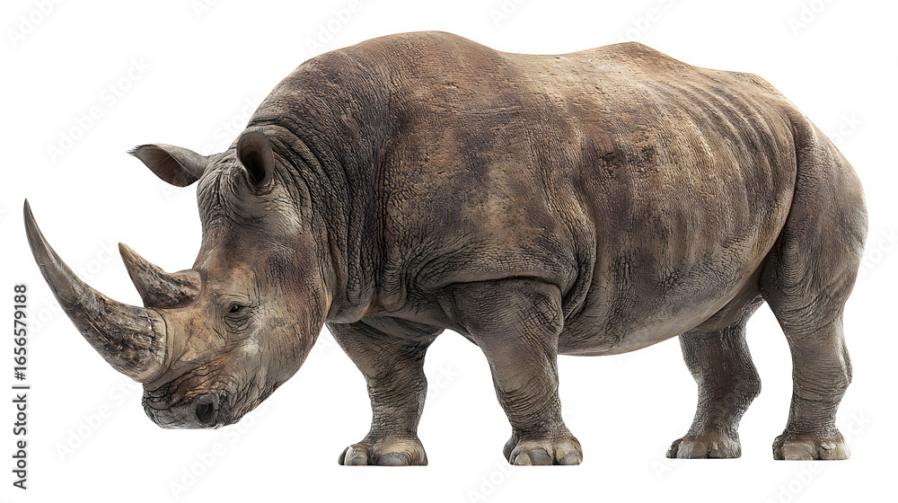Fototapeta premium rhinoceros isolated on white background, HD realistic