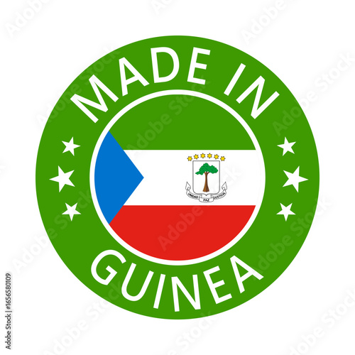 Equatorial Guinea Made in Stamp in circle with flag Vector template on white background