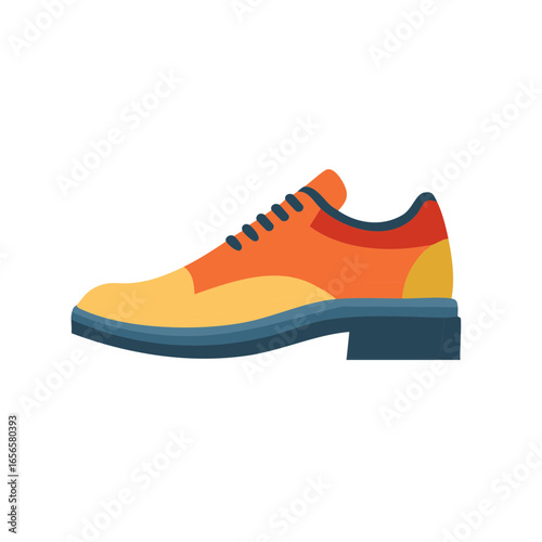 Colorful Men's Dress Shoe Vector Illustration, Classic Style Footwear Graphic Design Element, Shoe Icon for Fashion and Style Concepts