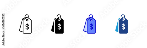 Price Tag icon set multiple style collection.