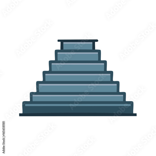 Graphical Staircase Symbol with Steps Ascending to a Peak in Flat Style Architecture