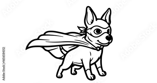 Superhero dog vector illustration cute pet with cape and mask cartoon animal drawing for kids and adults