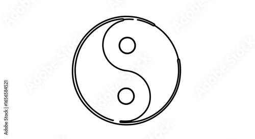 Yin yang symbol vector outline drawing balance harmony duality taoism zen buddhism spirituality line art icon 100