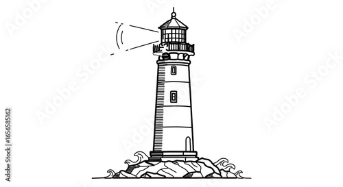 Lighthouse illustration vector drawing beacon nautical sea ocean coast travel guidance light maritime safety tower 100