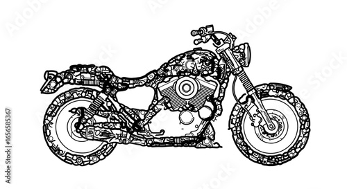 Detailed motorcycle line art illustration for coloring book pages and motorcycle enthusiasts design vector art 100