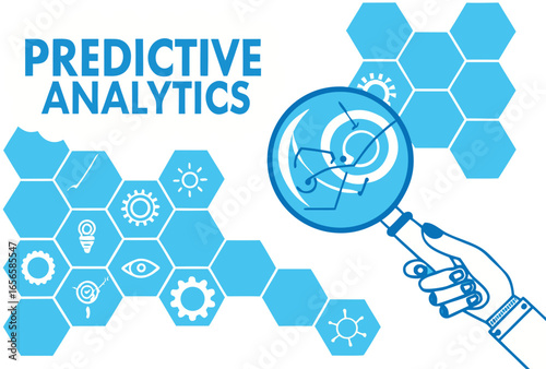 Vector art of predictive analytics concept with data visualization and analysis for business insights