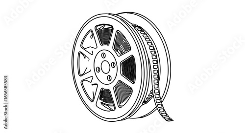 Film reel vector graphic for movie production and cinema industry related design projects and visual content
