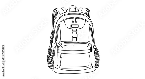 Backpack vector illustration for travel school hiking camping and everyday use detailed line art style design 100
