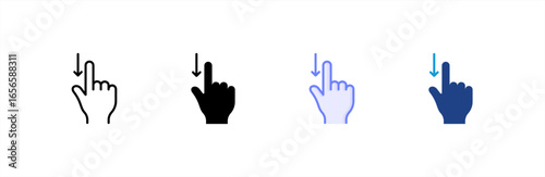 Swipe Down icon set multiple style collection.