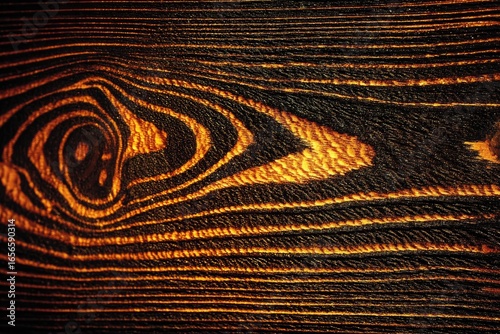 Dark wood grain with highlighted, swirling patterns