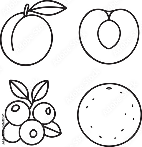 Collection of fruit icons food healthy