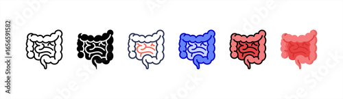 Intestine icon set multiple style collection.