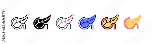 Pancreas icon set multiple style collection.