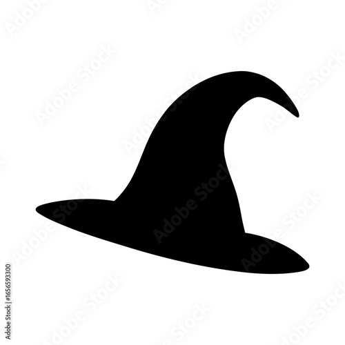 Witch hat tilted sideways silhouette vector illustration with white background spooky design
